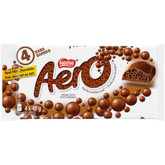 Aero Milk Chocolate 4x42g pack shot for convenient sharing.