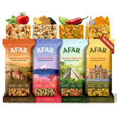 Afar Savory Protein Bars variety pack front view for grab-and-go snacking