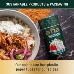 Afia Shawarma marinade mix in a bowl ready for seasoned meat.