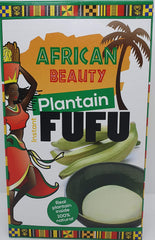 African Beauty Plantain Fufu Flour 24oz packshot shows premium natural ingredients for authentic fufu.
