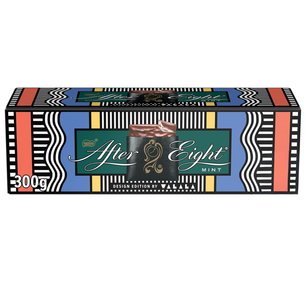 After Eight mint chocolate thins pack shot highlighting premium mint flavor and chocolate coating.