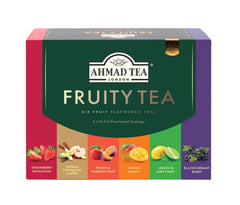 Ahmad Tea Fruitytea sampler box with real fruit pieces for refreshing hot or iced brews