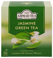 Ahmad Tea Jasmine Green Tea teabags showing a fragrant Jasmine aroma for a relaxing ritual