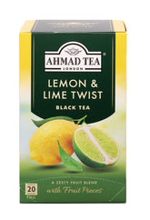 Ahmad Tea Lemon & Lime black tea bags for a zesty, caffeinated brew.