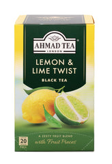 Ahmad Tea Lemon & Lime black tea bags for a zesty, caffeinated brew.