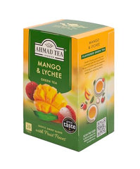 Ahmad Tea teabags steeping to release mango lychee fragrance