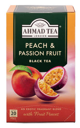 Ahmad Tea Peach & Passion Fruit tea bag with bright aroma and fruity flavor.
