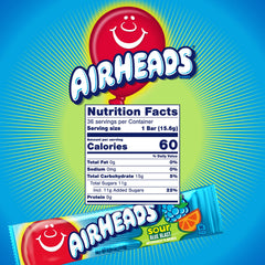 Airheads Sour Blue Blast close-up showing chewy texture and tang