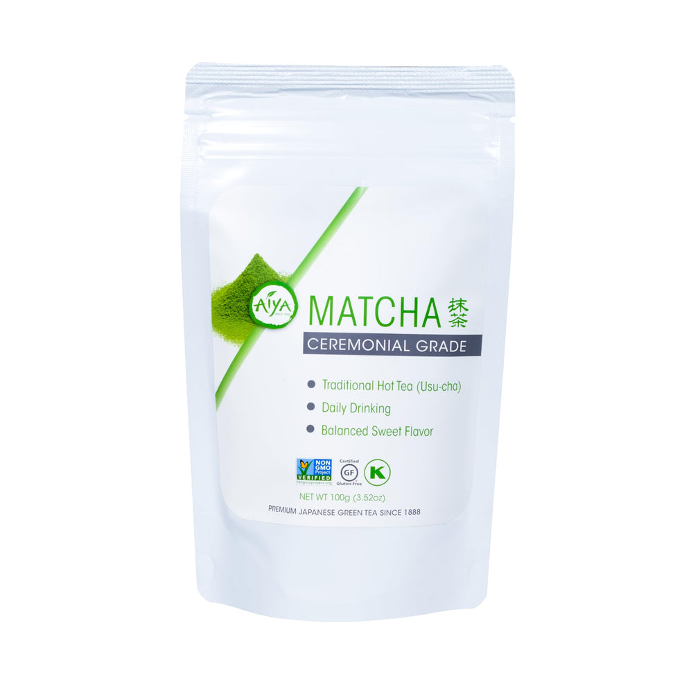 AIYA ceremonial matcha tin with premium powder for authentic whisking rituals