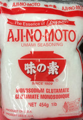 Ajinomoto 16oz umami seasoning bottle enhances savory depth in meats and vegetables.