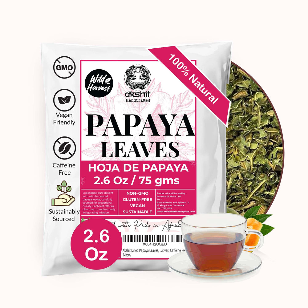 Akshit dried papaya leaves tea brew: a soothing caffeine-free infusion.