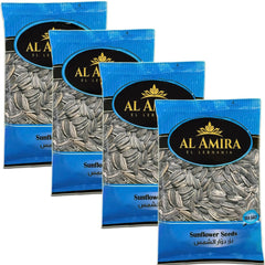 Al Amira roasted sea-salted sunflower seeds, front view, convenient on-the-go snack.