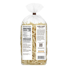 AL DENTE Carba-Nada Egg Fettuccine plated in a dish with sauce.
