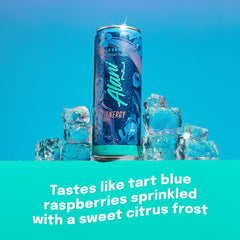 Alani Nu Breezeberry can in hand for quick caffeine lift
