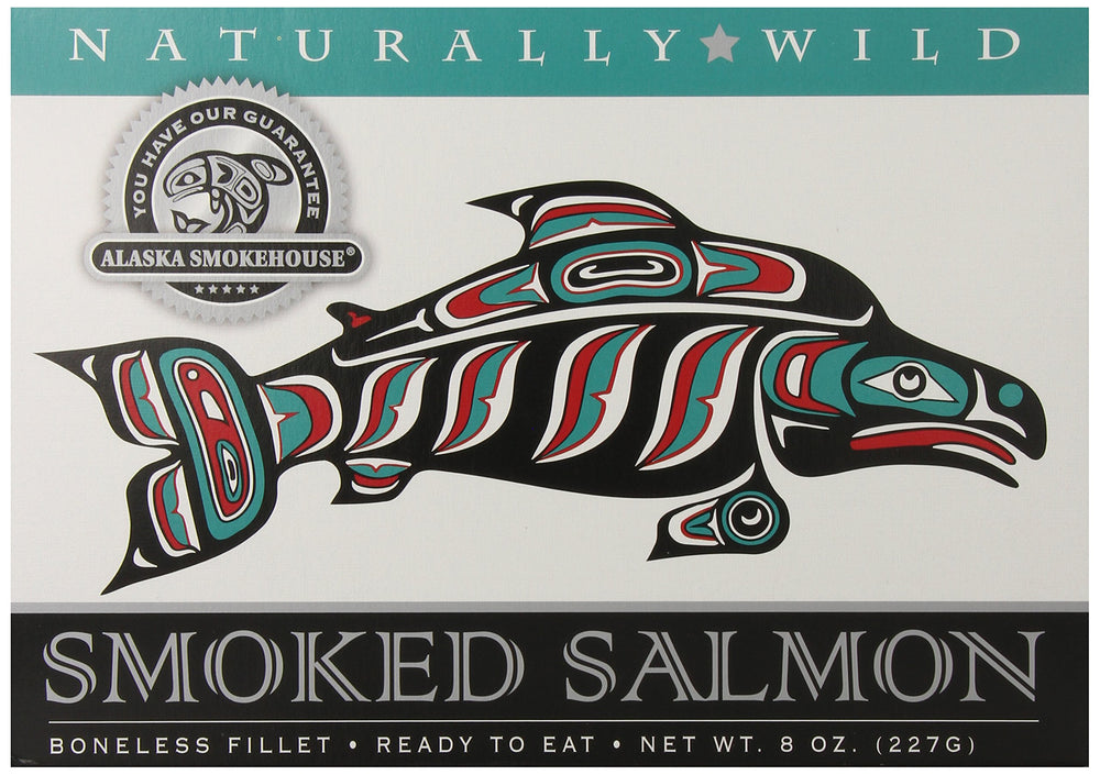 Alaska Smokehouse smoked salmon fillet gift box 8oz, ideal for gifting and entertaining.