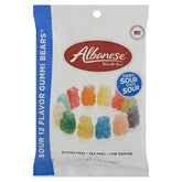 Albanese 12 Sour Flavors Gummy Bears bag with vibrant colors for party snacking