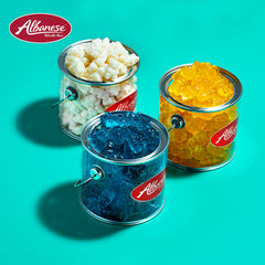 Gummi Bears in a bowl by Albanese illustrate shareable fruity snack.