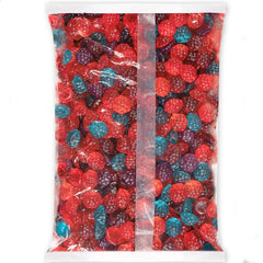 Albanese mixed gummi berries pastel bunny heads in vibrant colors.