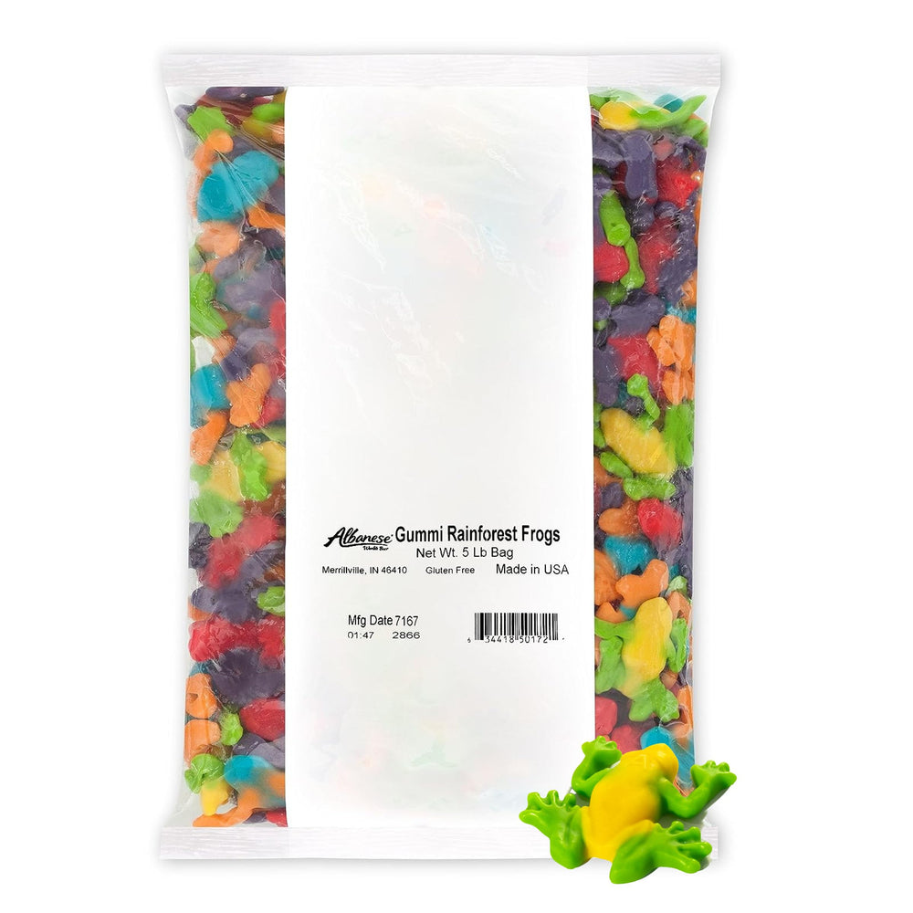 Albanese Rainforest Frogs bulk bag ready for sharing at gatherings.