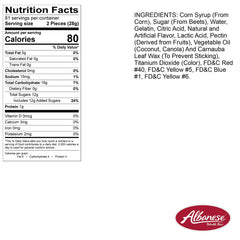 Albanese Rainforest Frogs close-up reveals juicy fruit flavors and soft chew.