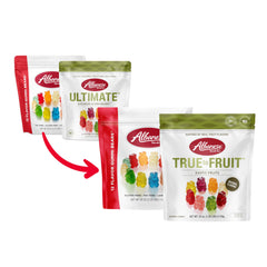 Close-up of Albanese gummies showing premium soft-chew texture.