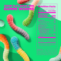 Albanese mini worms flavor variety 12 colors to entice kids and adults alike.