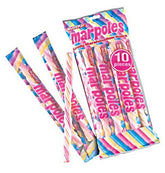 Albert's Marpoles Marshmallow Candy Twists 10-pack, colorful display perfect for party favors and snacking