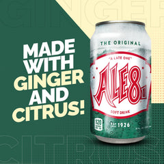 Ale-8-One label highlights ginger-citrus blend ideal for cocktails.