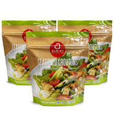 Aleia's Best gluten-free seasoned croutons in a 3-pack bag ready for crispy salad topping.