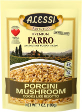 Alessi Autentico farro pack6 with porcini, a ready-to-cook pantry staple.