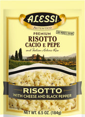 Alessi Autentico risotto pack front with Arborio rice for quick, flavorful meals.