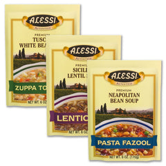 Alessi Autentico variety pack display for quick, comforting Italian soups at home.