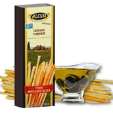 Alessi thin garlic breadsticks offer an elegant bite for appetizers and dipping sauces.