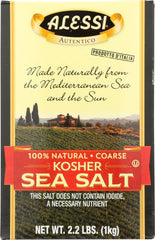 Alessi Sea Salt Kosher 36oz packaging shown for bulk pantry use.