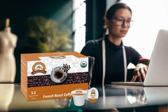 12-pack K-Cups of Alex's Low Acid Organic Coffee for quick, mess-free brewing.
