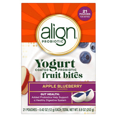 Align Yogurt Coated Probiotic Fruit Bites box for convenient gut support