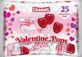 All City Candy Charms Cherry Valentine Pops pack with two 25-piece bags, ideal for Valentine's gifting.