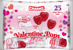All City Candy Charms Cherry Valentine Pops pack with two 25-piece bags, ideal for Valentine's gifting.