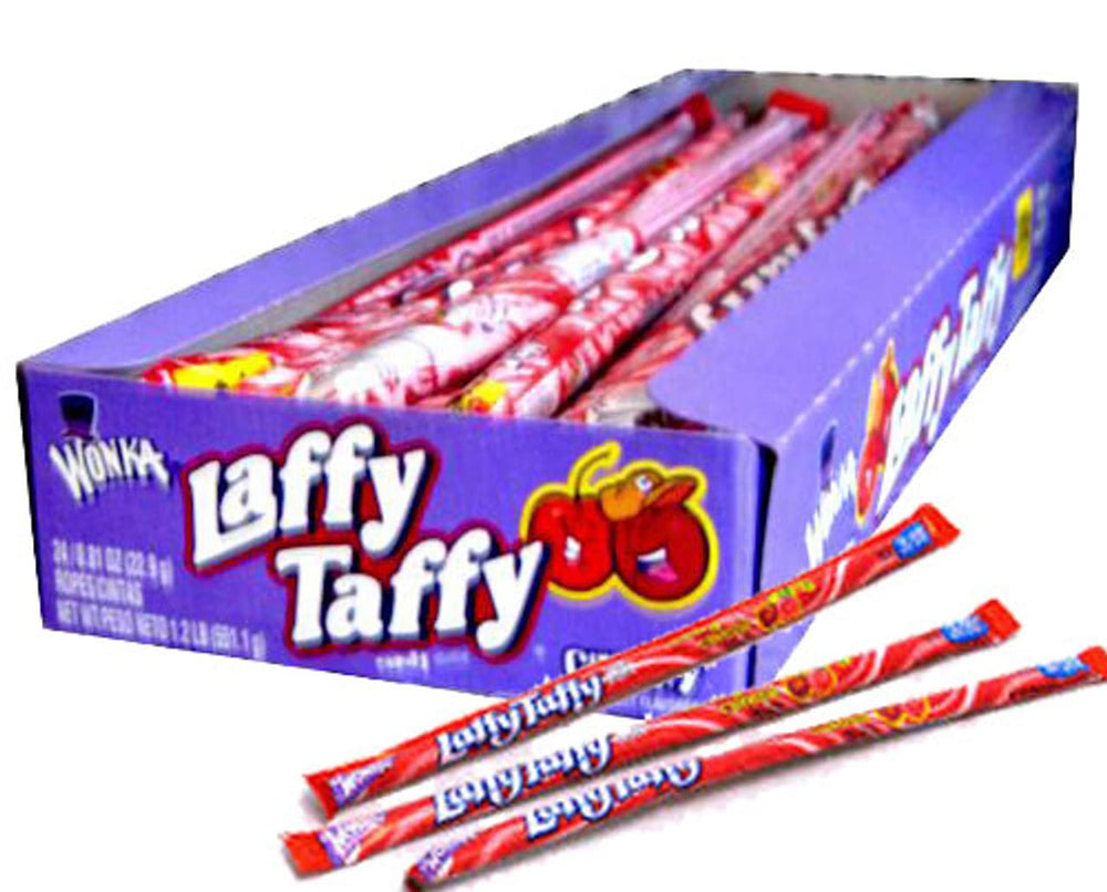 All City Candy Laffy Taffy Rope Cherry, case of 24, chewy cherry snack for on-the-go energy
