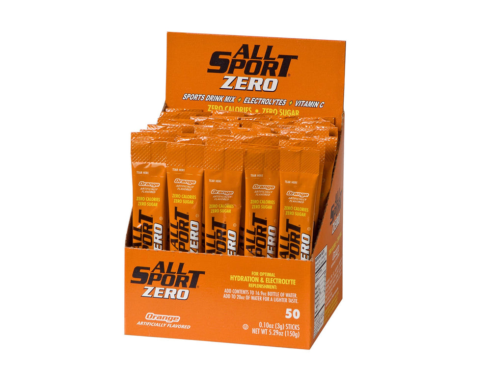 All Sport orange hydration sticks ready to mix for quick on-the-go hydration.