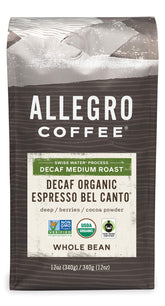 Allegro Coffee Bel Canto whole bean bag front for fresh espresso at home