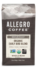 Allegro Coffee Early Bird Blend whole-bean bag-front, ideal for everyday mornings