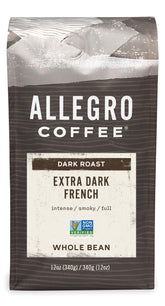 Allegro Coffee Extra Dark French whole bean bag for bold brews