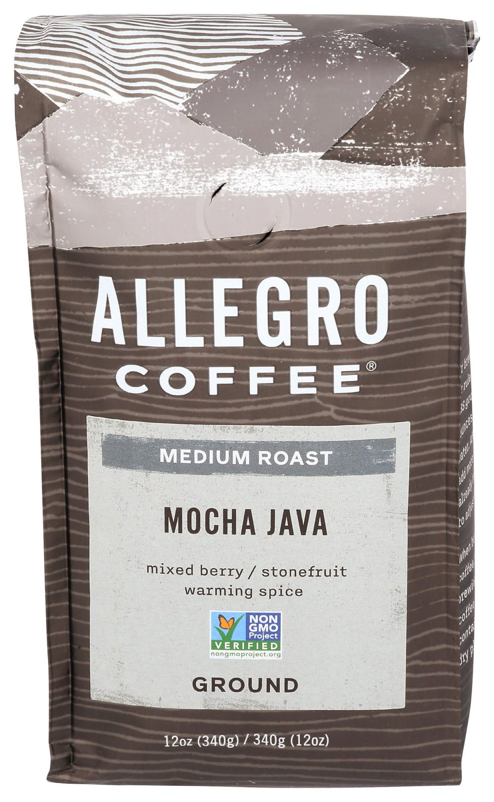 Allegro Coffee Mocha Java ground coffee pack for everyday drip brewing.