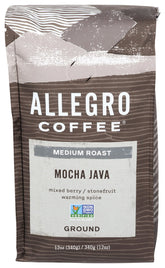 Allegro Coffee Mocha Java ground coffee pack for everyday drip brewing.