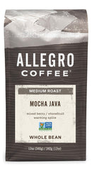 Allegro Coffee Mocha Java whole bean 12oz, ready for a fresh grind and rich morning brew.