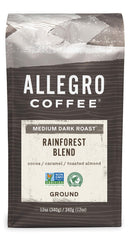 Allegro Coffee Rainforest Blend ground coffee bag showing premium packaging for everyday breakfasts