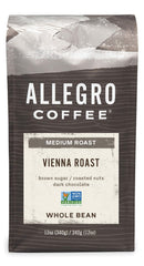 Allegro Coffee Vienna Roast bag 12oz showcasing seasonally fresh medium roast.