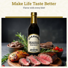 Allegro Tennessee Whiskey marinade bottle pouring delivers bold tang for poultry and pork.