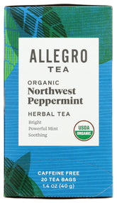 Allegro Tea Organic Northwest Peppermint tea bags ready for a soothing cup